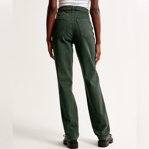 Abercrombie 90s straight ultra high-rise forest green jeans - Picture 2 of 6